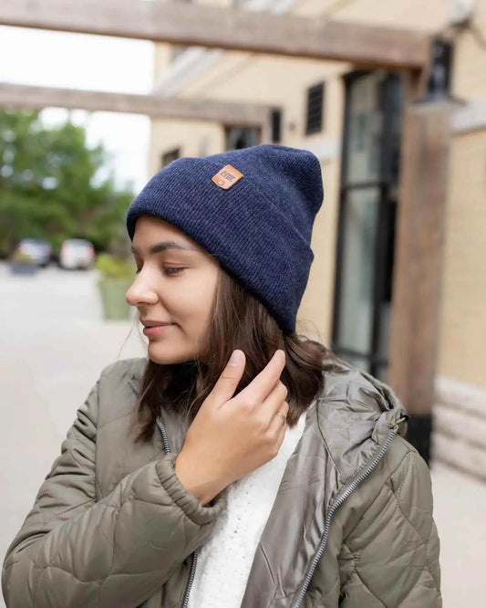 NEW HAAKWEAR H-Stitch Cuffed Beanie - Designed and Made in USA (Patented Design) - Denim Blue - HAAKWEAR USA Beanie Patented H Stitch Cuffed Beanie, Denim Blue Haakwear