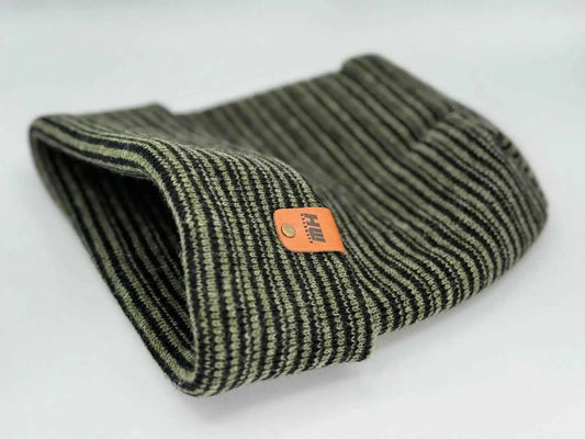 Trending Men’s & Women’s Beanie – H-Stitch Cuffed Beanie | Black/Green Contrast | Made in USA - HAAKWEAR USA Beanie Patented H Stitch Contrast Cuffed Beanie, Black and Green Haakwear