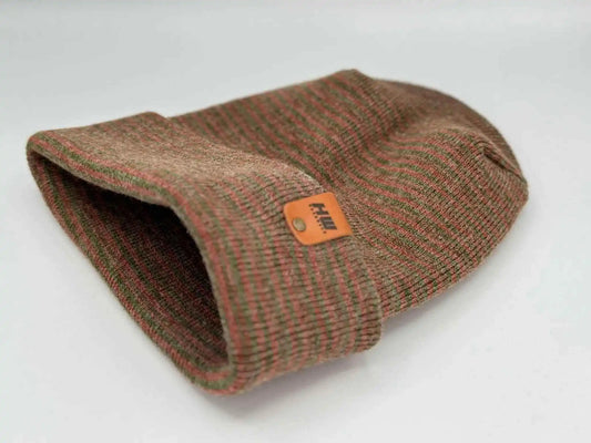 H-Stitch Contrast Cuffed Beanie – Burgundy/Green | Made in USA | Viral TikTok Winter Hat 2025 - HAAKWEAR USA Beanie Patented H Stitch Contrast Cuffed Beanie, Burgundy and Green Haakwear