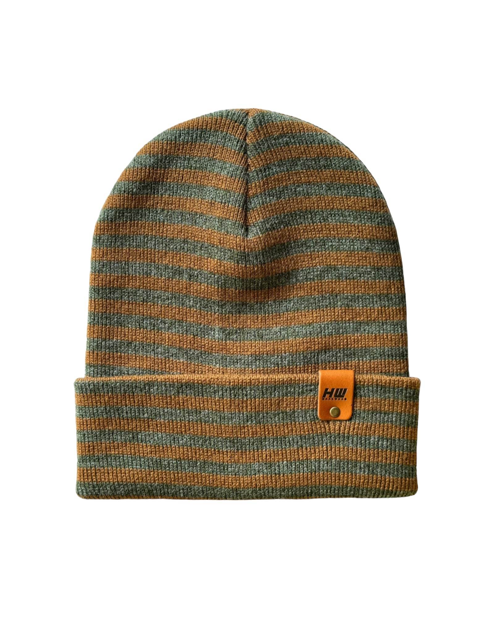 HAAKWEAR Classic RORO Cuffed Beanie / Hat - Brown / Green, Made in USA - HAAKWEAR USA