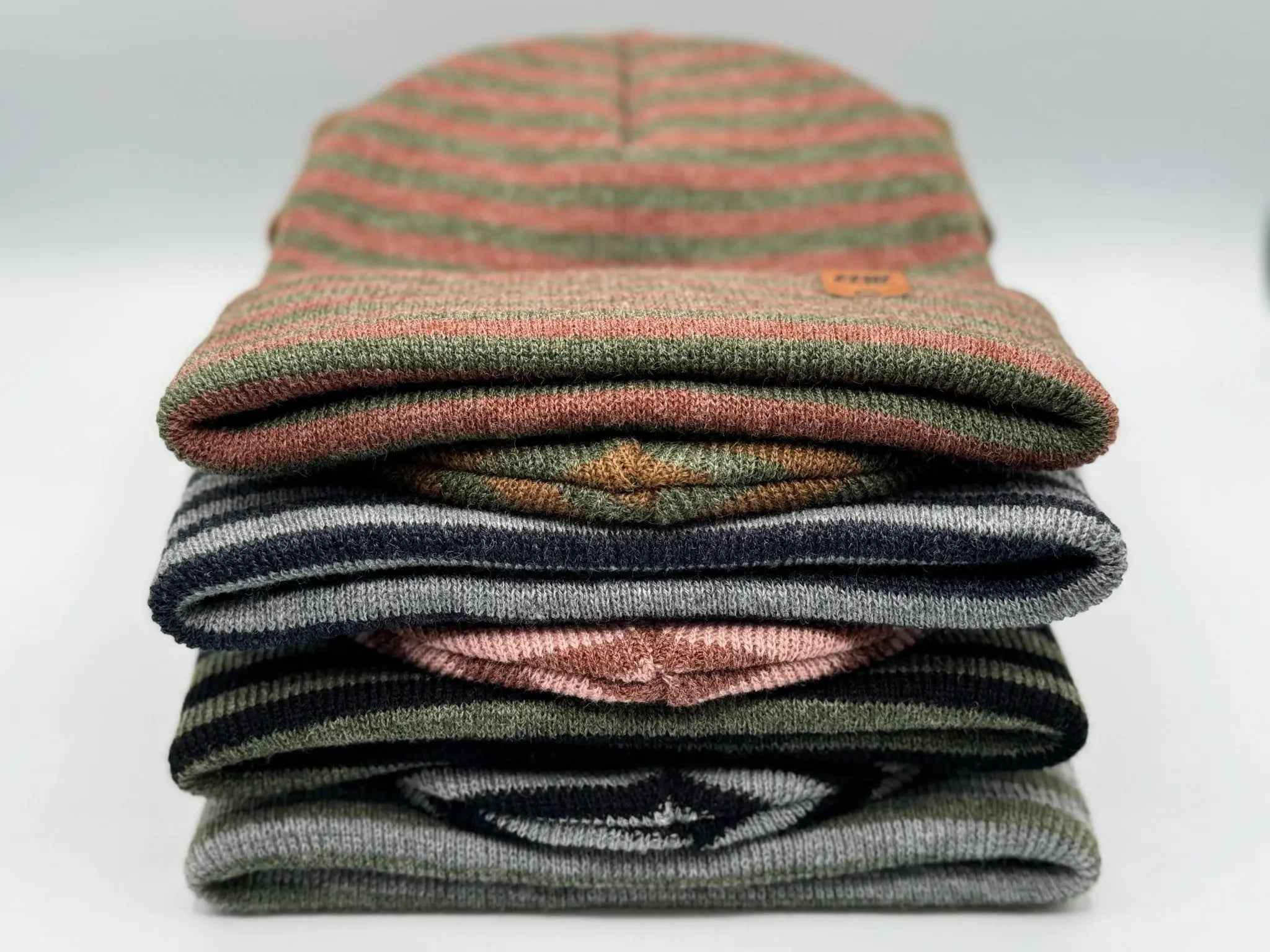 HAAKWEAR Classic RORO Cuffed Beanie / Hat - Burgundy / Green, Made in USA - HAAKWEAR USA