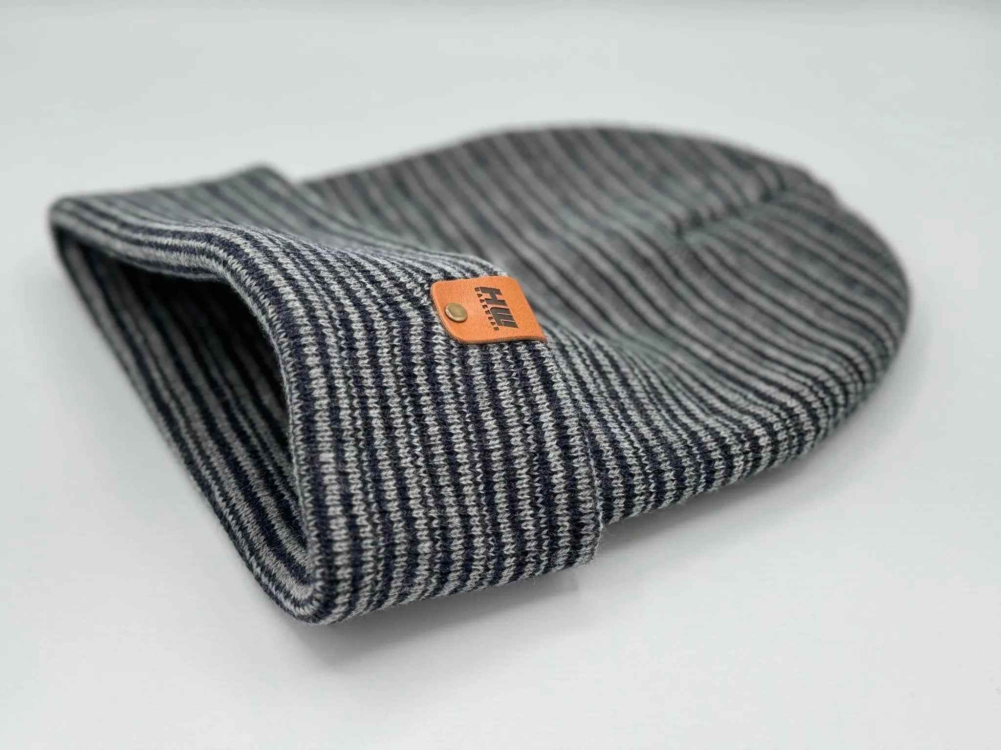 HAAKWEAR Traditional Contrast Cuffed Beanie / Hat - Gray / Denim, Made in USA - HAAKWEAR USA