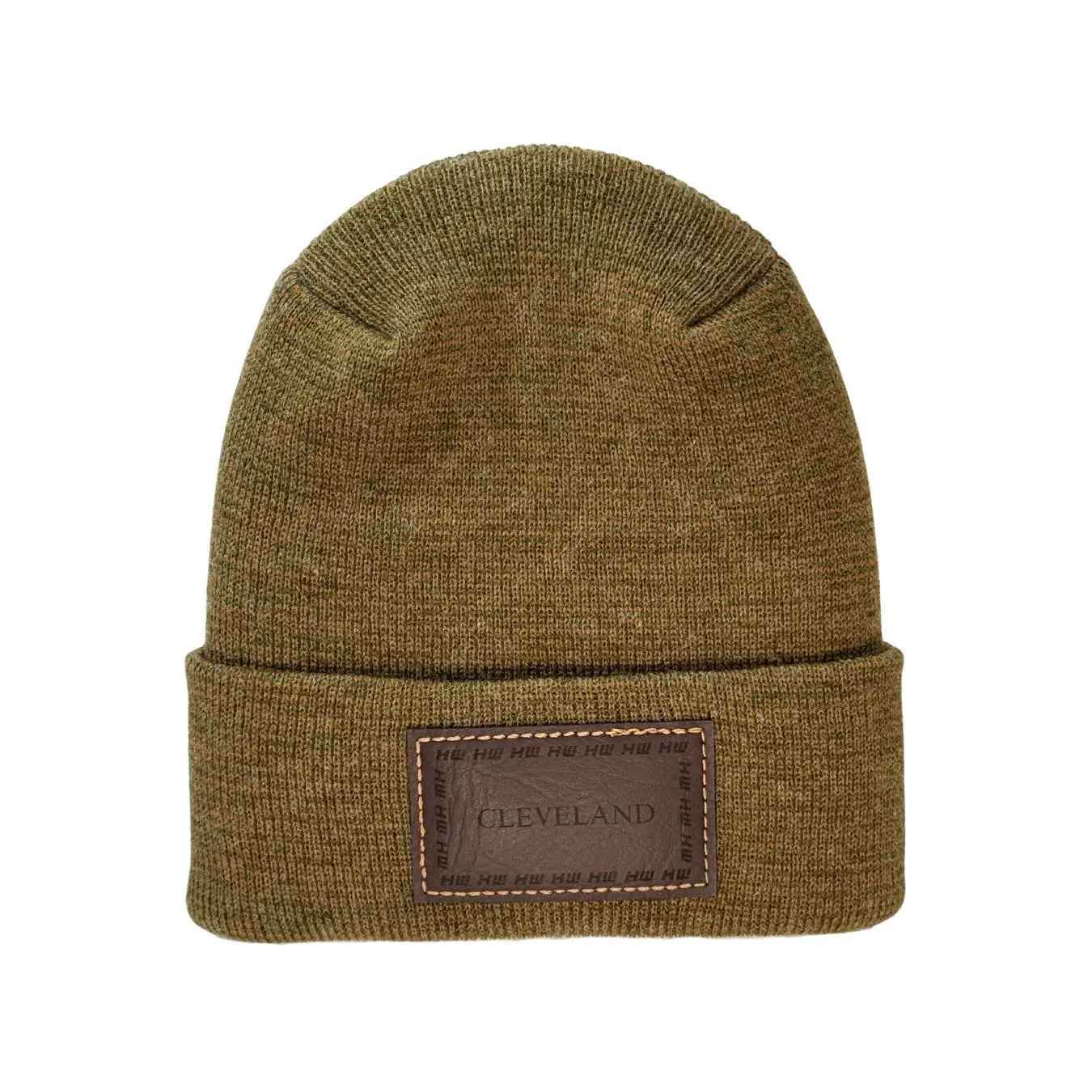 Haakwear Cleveland H Stitch Cuffed Beanie - Made in USA Hats (Limited Edition) - Brown / Green Fusion - HAAKWEAR USA