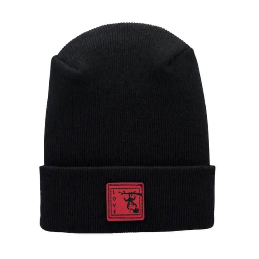 Haakwear Exclusive Love-Inspired H-Stitch Beanie – Limited Edition Black Hat with Love Monkey - HAAKWEAR USA