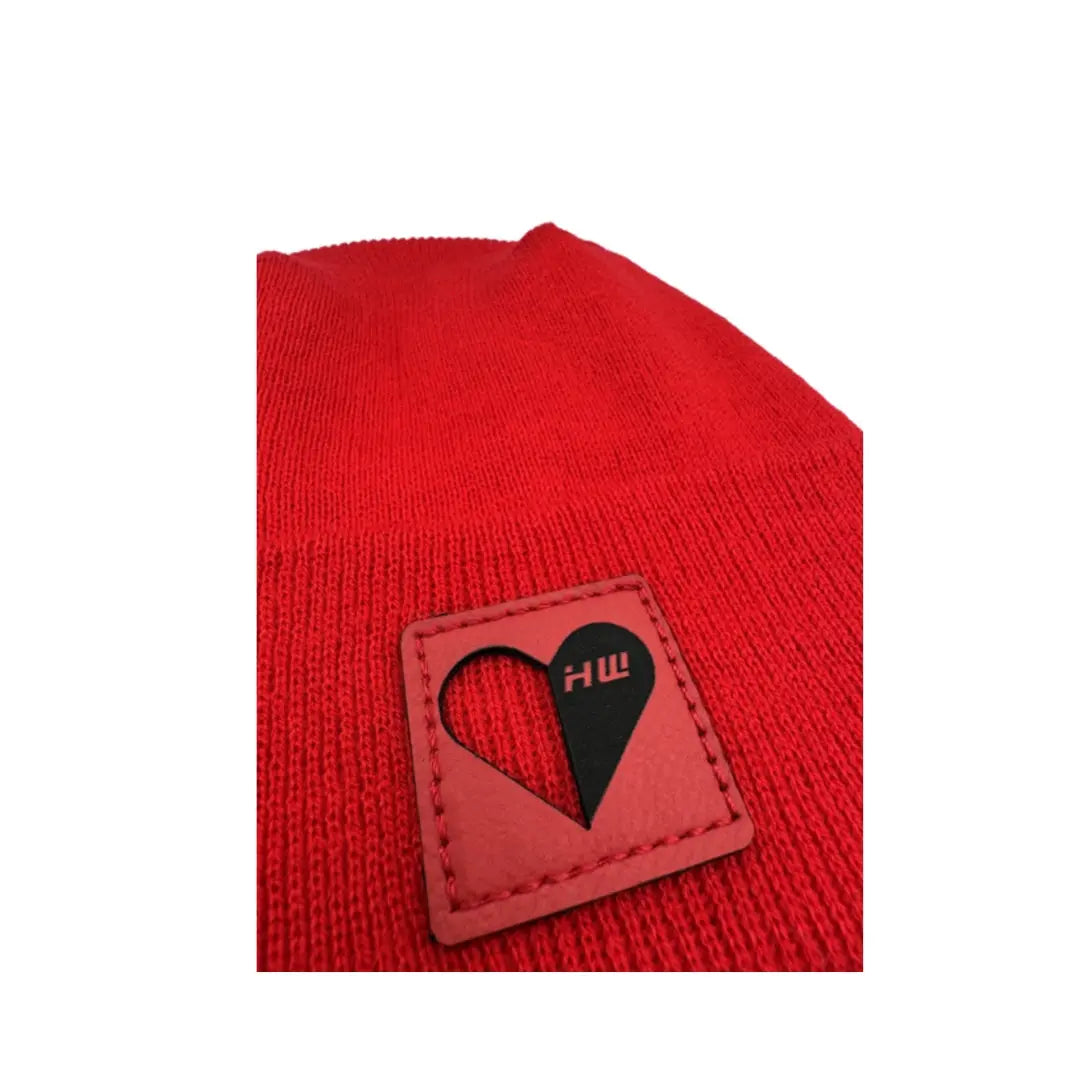 Haakwear Exclusive Love-Inspired Theta-Stitch Beanie – Limited Edition | Scarlet Red with Love Heart - HAAKWEAR