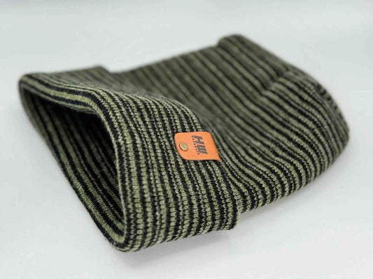 Trending Men’s & Women’s Beanie – H-Stitch Cuffed Beanie | Black/Green Contrast | Made in USA - HAAKWEAR USA