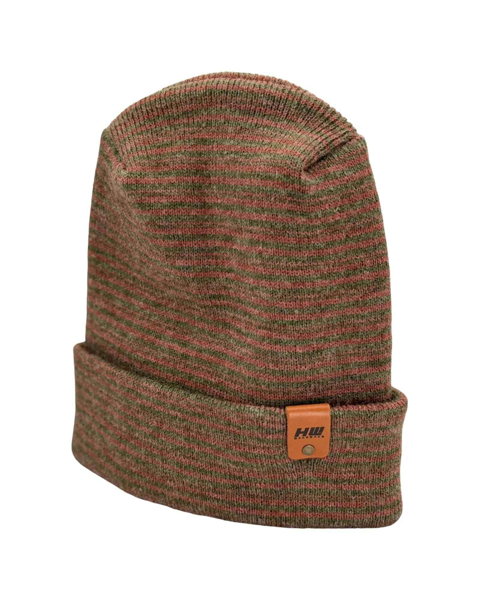 H-Stitch Contrast Cuffed Beanie – Burgundy/Green | Made in USA | Viral TikTok Winter Hat 2025 - HAAKWEAR USA