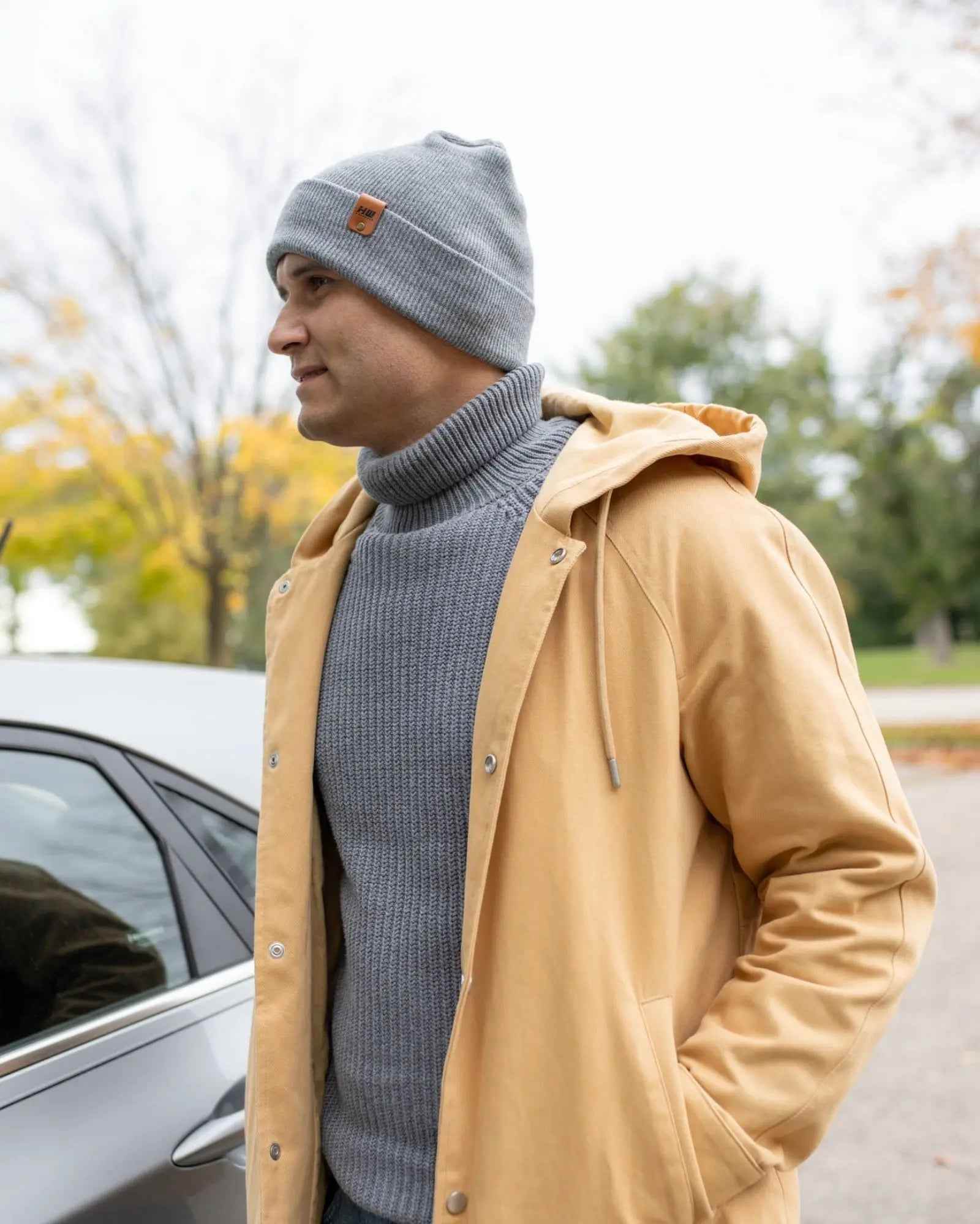 NEW HAAKWEAR H-Stitch Cuffed Beanie - Designed and Made in USA (Patent Pending Design) - Koala Gray - HAAKWEAR USA