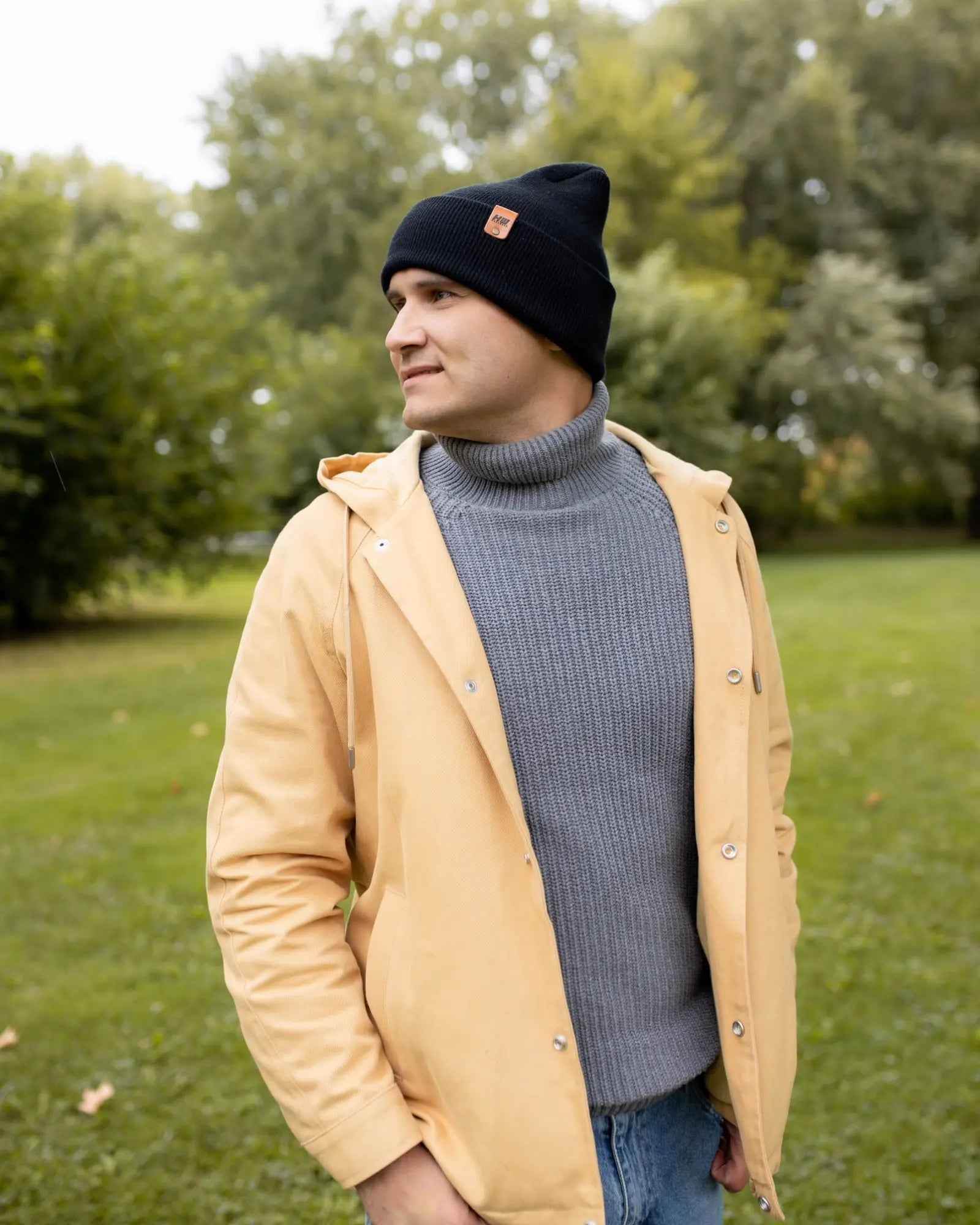 NEW HAAKWEAR H-Stitch Cuffed Beanie - Designed and Made in USA (Patented Design) - Midnight Black - HAAKWEAR USA