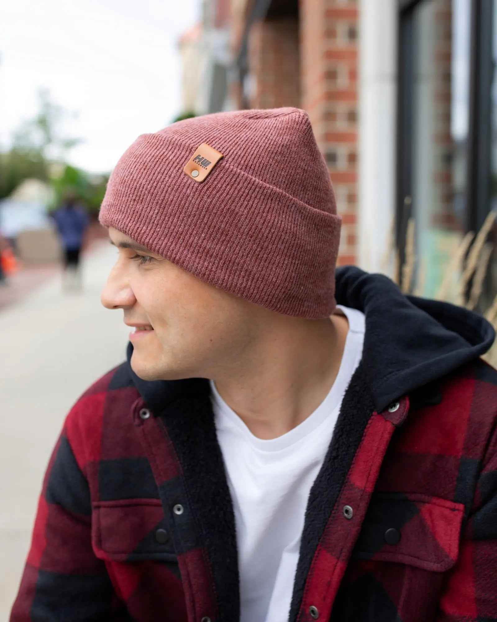 NEW HAAKWEAR H-Stitch Cuffed Beanie - Designed and Made in USA (Patented Design) - Rusty Burgundy - HAAKWEAR USA