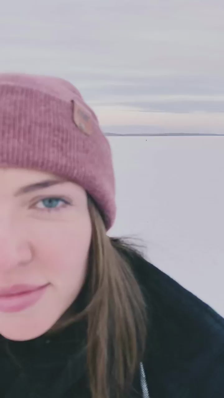 HAAKWEAR Knit Beanie - Cuffed Classic Hat in Rusty Burgundy, Made in USA.