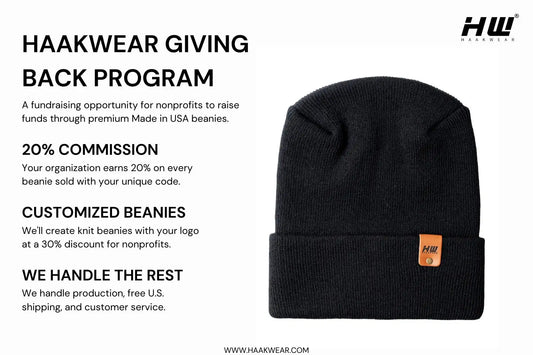 A Simple Way for Nonprofits to Raise Funds: Inside the Haakwear Giving Back Program - HAAKWEAR USA - Made in USA Beanies A Simple Way for Nonprofits to Raise Funds: Inside the Haakwear Giving Back Program Haakwear