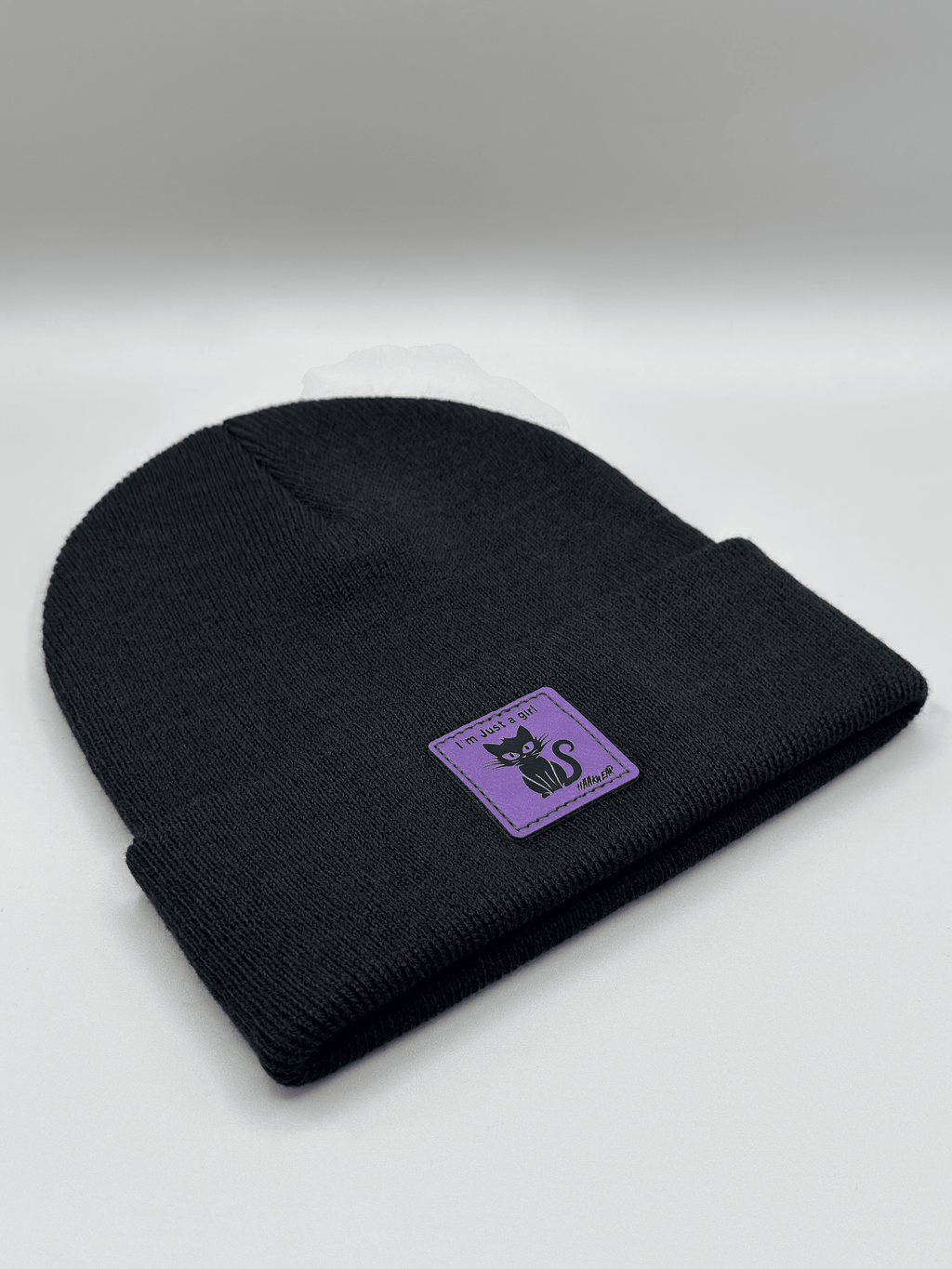 Halloween Beanie – “I’m Just a Girl” Cat Patch, Haakwear Exclusive | Made in USA - HAAKWEAR USA
