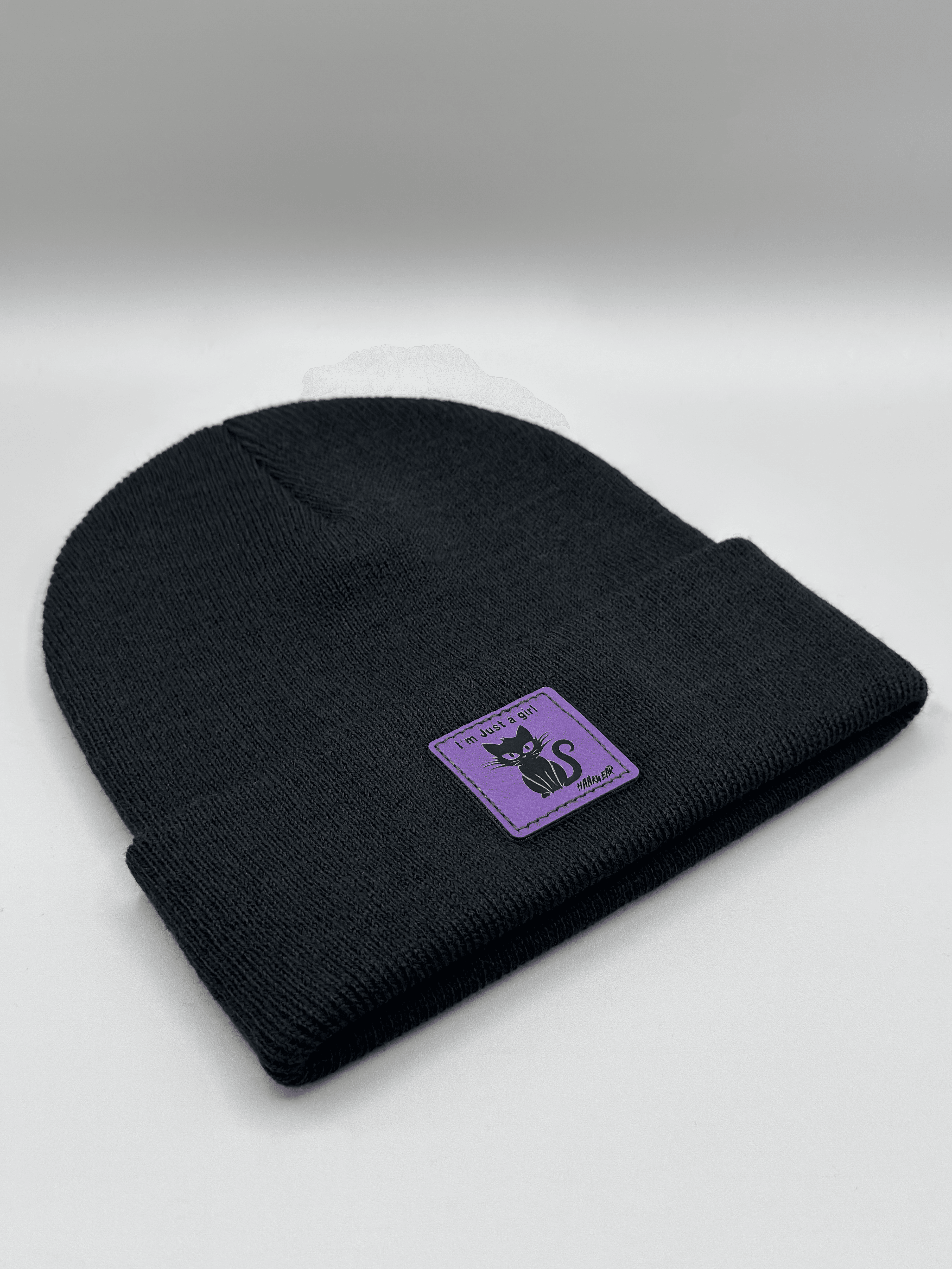Halloween Beanie – “I’m Just a Girl” Cat Patch, Haakwear Exclusive | Made in USA - HAAKWEAR USA