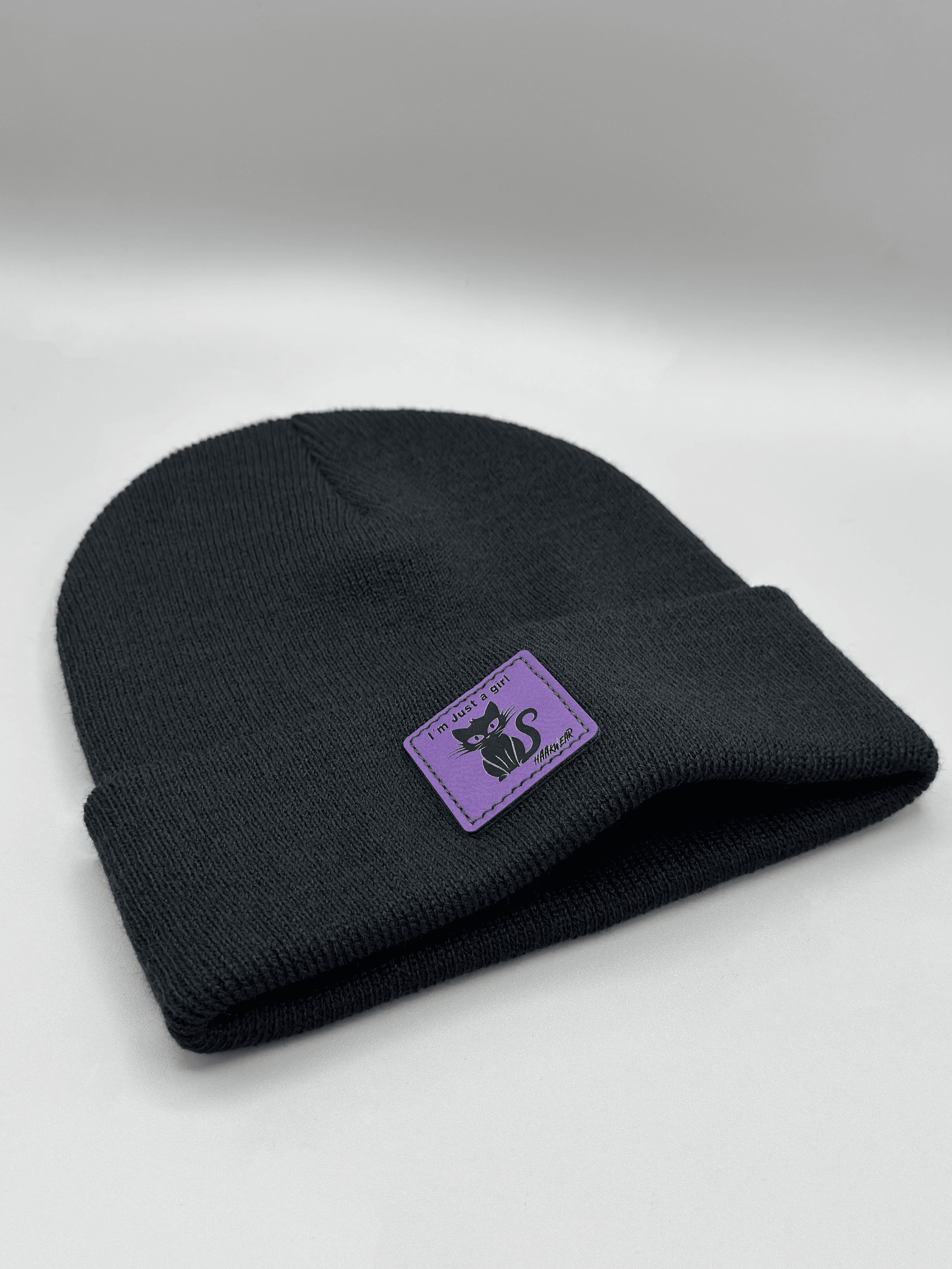 Halloween Beanie – “I’m Just a Girl” Cat Patch, Haakwear Exclusive | Made in USA - HAAKWEAR USA