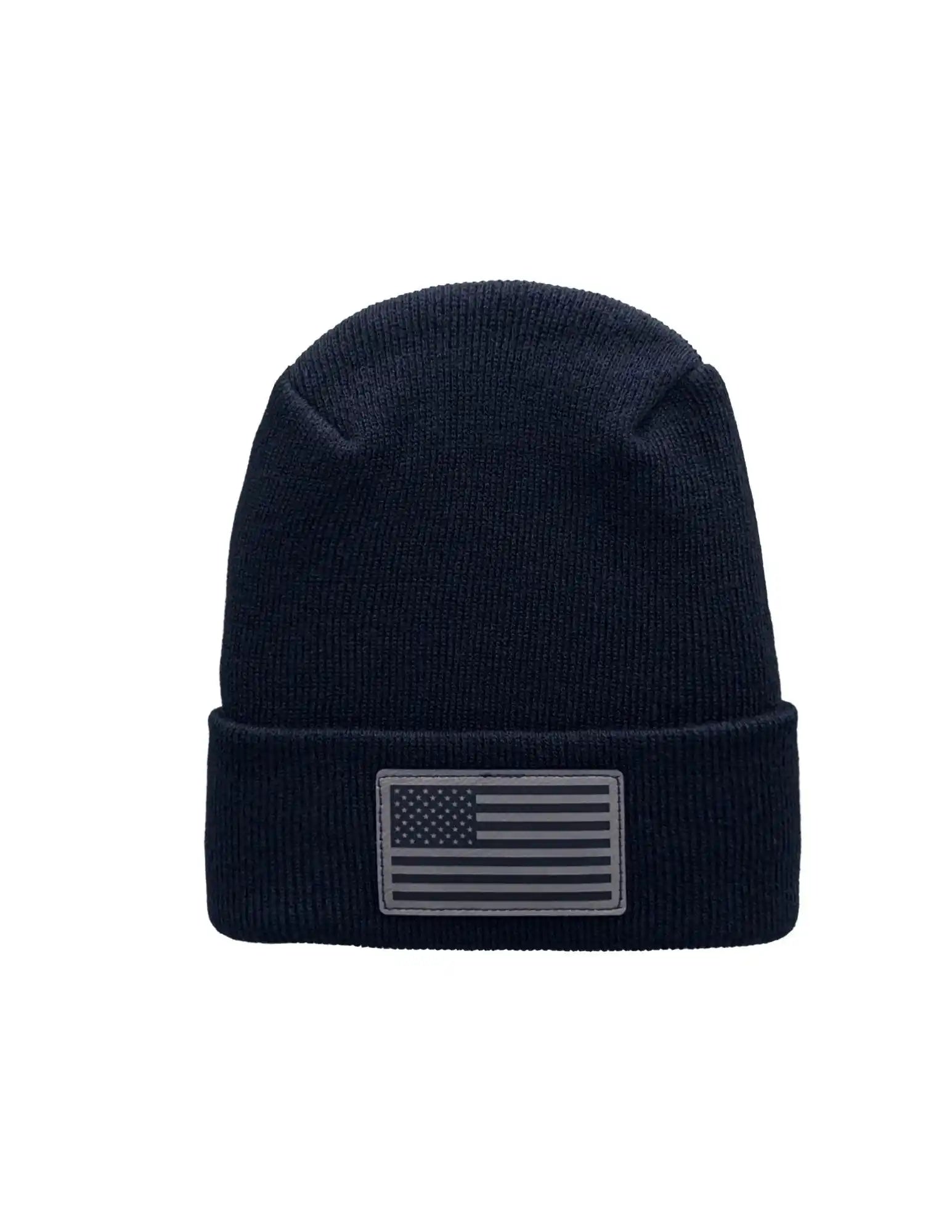 American Flag Beanie - H-Stitch Circular Knit Cuffed Beanie - Patented Design and Made in USA - HAAKWEAR USA Beanie Patented H Stitch Beanie, American Flag Beanie Haakwear