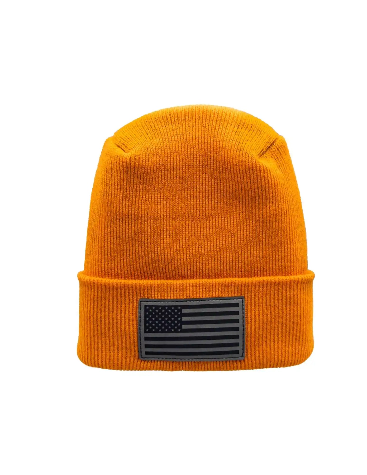American Flag Beanie - H-Stitch Circular Knit Cuffed Beanie - Patented Design and Made in USA - HAAKWEAR USA Beanie Patented H Stitch Beanie, American Flag Beanie Haakwear