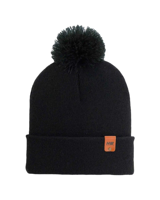 CPP1 HAAKWEAR PomPom Beanie - Made in USA - Midnight Black - HAAKWEAR USA Beanie Classic Cuffed Pom Pom Beanie, Midnight Black Haakwear