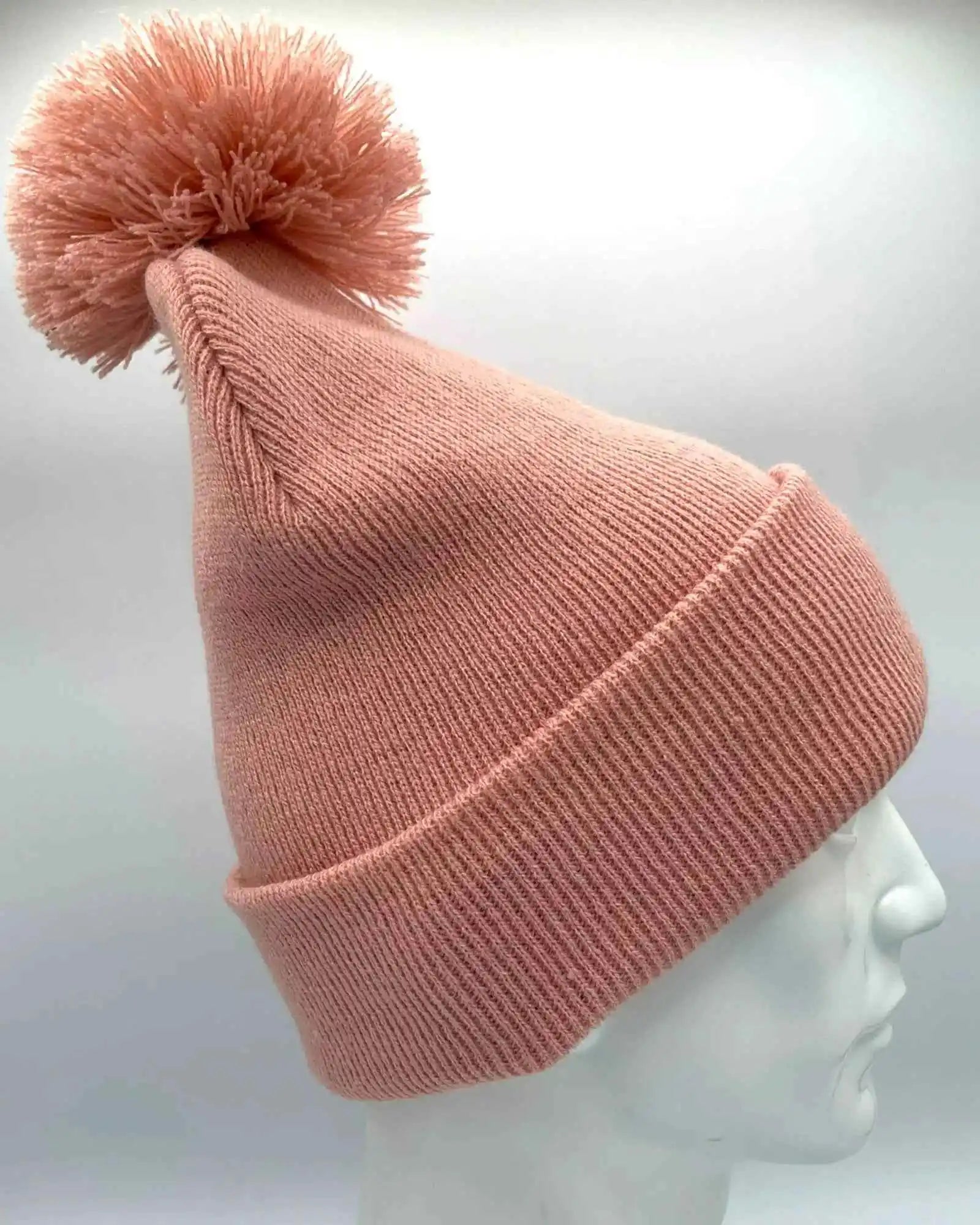 CPP1 HAAKWEAR PomPom Beanie - Made in USA - Pearl Pink - HAAKWEAR USA Beanie Classic Cuffed Pom Pom Beanie, Pearl Pink Haakwear