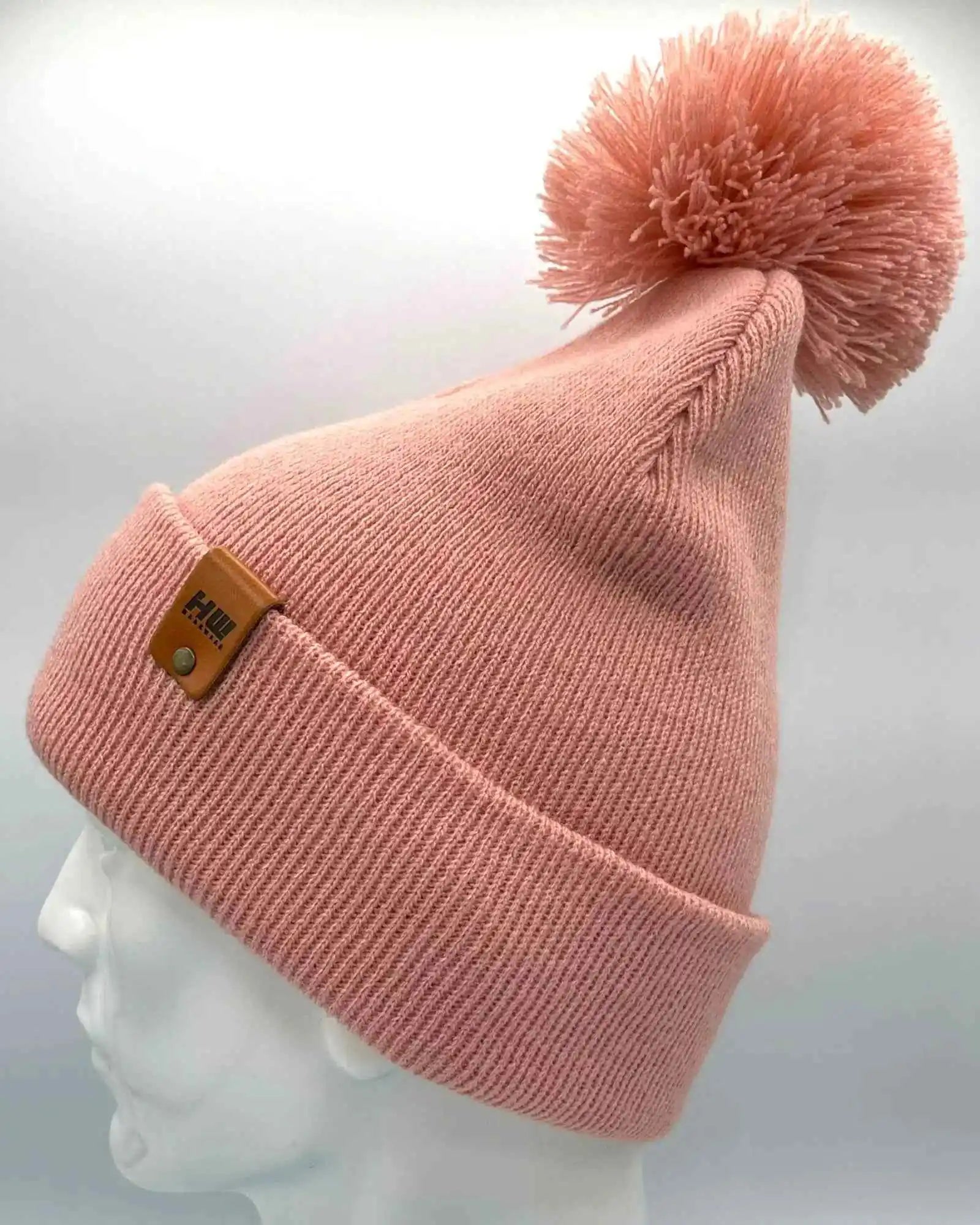 CPP1 HAAKWEAR PomPom Beanie - Made in USA - Pearl Pink - HAAKWEAR USA Beanie Classic Cuffed Pom Pom Beanie, Pearl Pink Haakwear