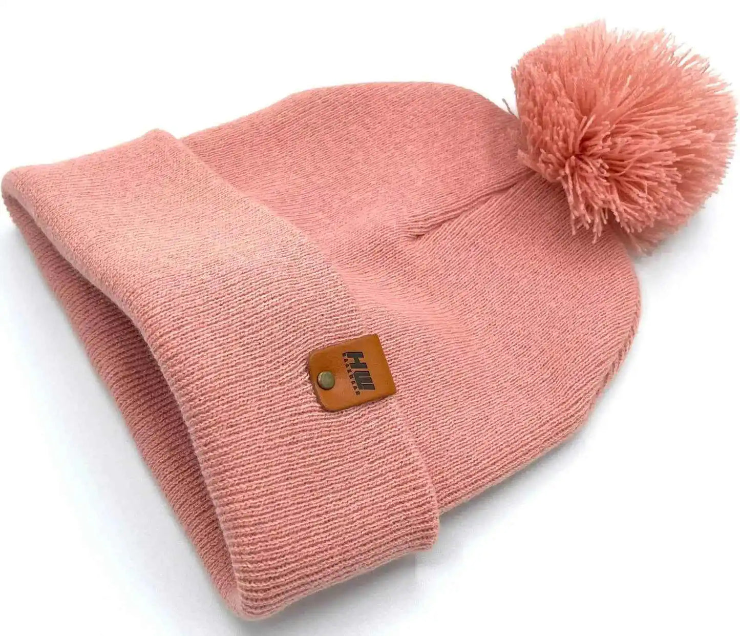 CPP1 HAAKWEAR PomPom Beanie - Made in USA - Pearl Pink - HAAKWEAR USA Beanie Classic Cuffed Pom Pom Beanie, Pearl Pink Haakwear