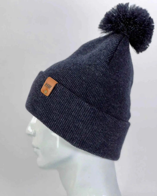 CPP1 HAAKWEAR PomPom Beanie - Made in USA - Denim Blue - HAAKWEAR USA Beanie Classic Cuffed Pom Pom Beanie, Denim Blue Haakwear