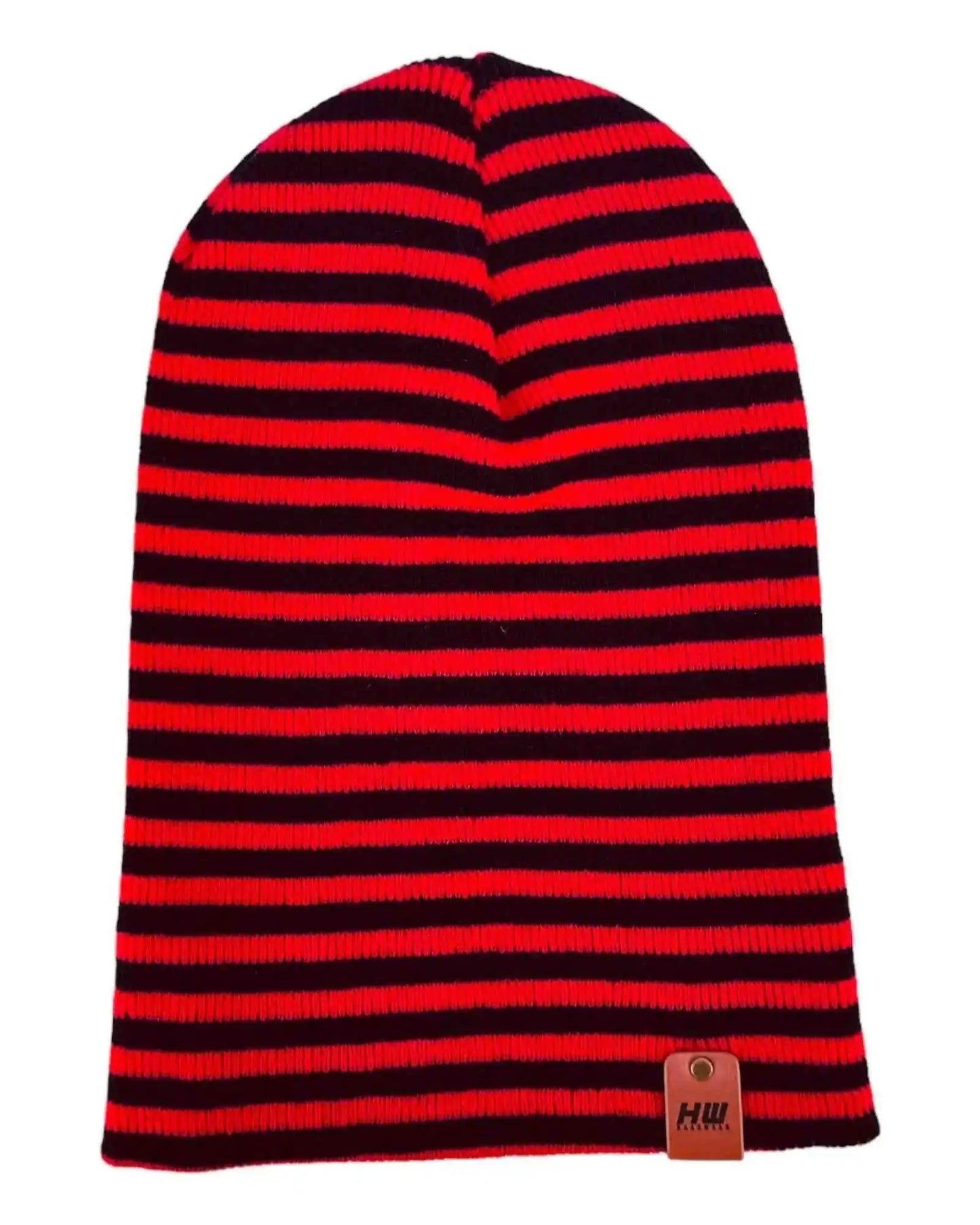 HAAKWEAR Classic RORO Cuffed Beanie / Hat - Black / Red, Made in USA - HAAKWEAR USA Beanie Classic RoRo Cuffed Beanie, Black and Red Haakwear