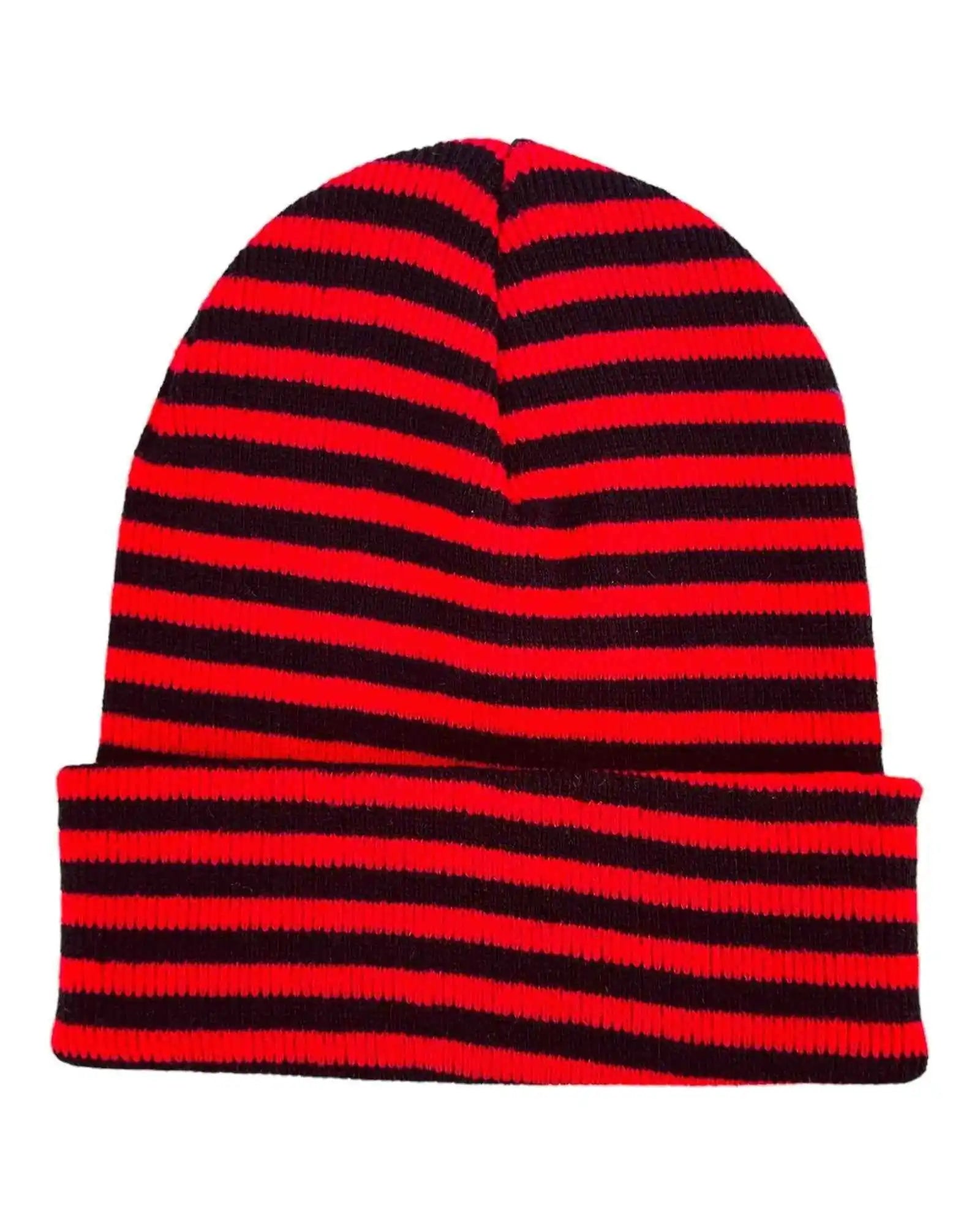 HAAKWEAR Classic RORO Cuffed Beanie / Hat - Black / Red, Made in USA - HAAKWEAR USA Beanie Classic RoRo Cuffed Beanie, Black and Red Haakwear
