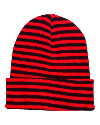 HAAKWEAR Classic RORO Cuffed Beanie / Hat - Black / Red, Made in USA - HAAKWEAR USA Beanie Classic RoRo Cuffed Beanie, Black and Red Haakwear