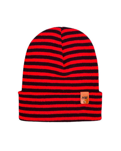 HAAKWEAR Classic RORO Cuffed Beanie / Hat - Black / Red, Made in USA - HAAKWEAR USA Beanie Classic RoRo Cuffed Beanie, Black and Red Haakwear
