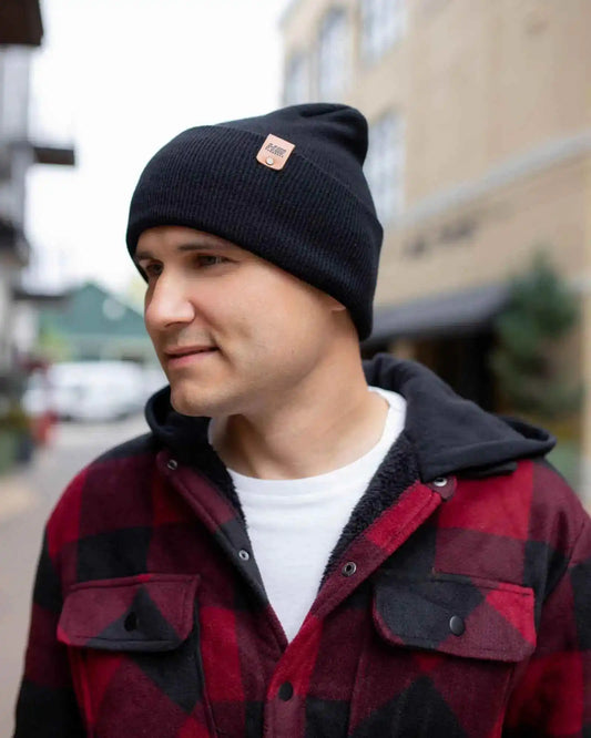 NEW HAAKWEAR H-Stitch Cuffed Beanie - Designed and Made in USA (Patented Design) - Midnight Black - HAAKWEAR USA Beanie Patented H Stitch Cuffed Beanie, Midnight Black Haakwear