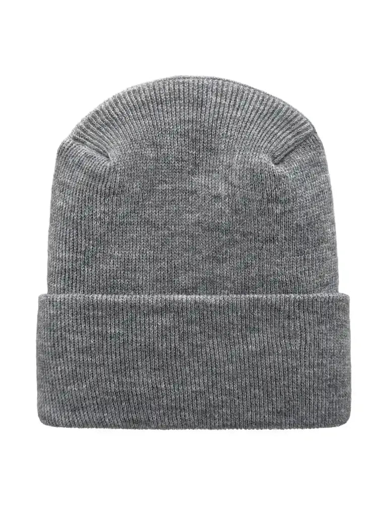 Koala gray knit beanie with folded cuff and smooth ribbed texture.