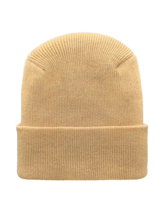 Beige knit beanie on a white background Beanie Silent Luxury, Patented H Stitch Cuffed Beanie Haakwear
