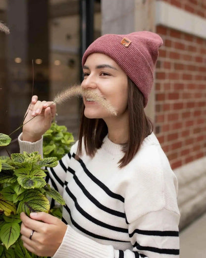 HAAKWEAR Knit Beanie - Cuffed Classic Hat in Rusty Burgundy, Made in USA - HAAKWEAR USA Beanie Classic Cuffed Beanie, Rusty Burgundy Haakwear