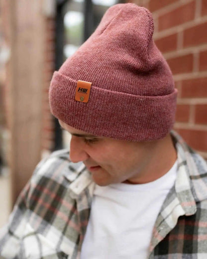 HAAKWEAR Knit Beanie - Cuffed Classic Hat in Rusty Burgundy, Made in USA - HAAKWEAR USA Beanie Classic Cuffed Beanie, Rusty Burgundy Haakwear