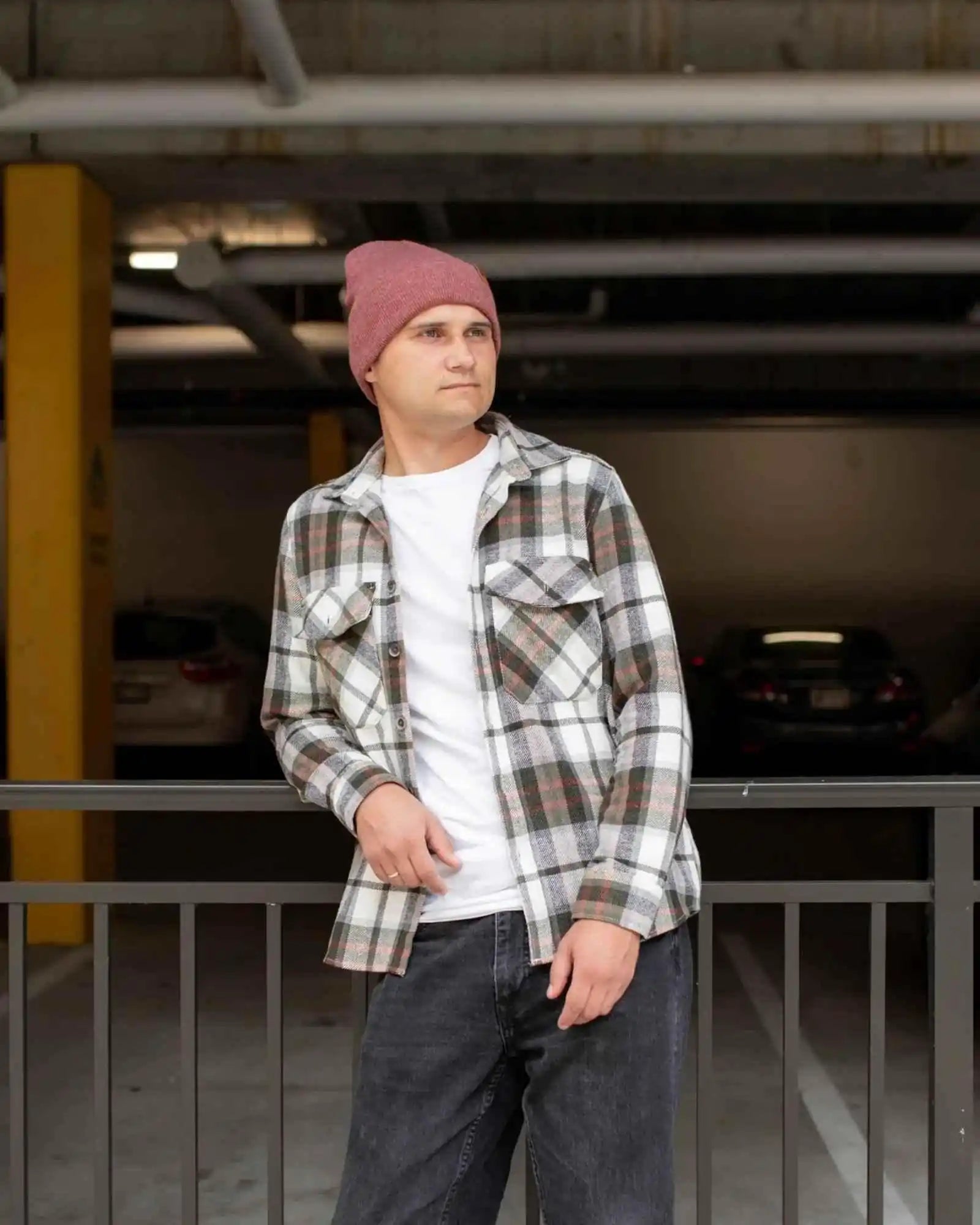 HAAKWEAR Knit Beanie - Cuffed Classic Hat in Rusty Burgundy, Made in USA - HAAKWEAR USA Beanie Classic Cuffed Beanie, Rusty Burgundy Haakwear