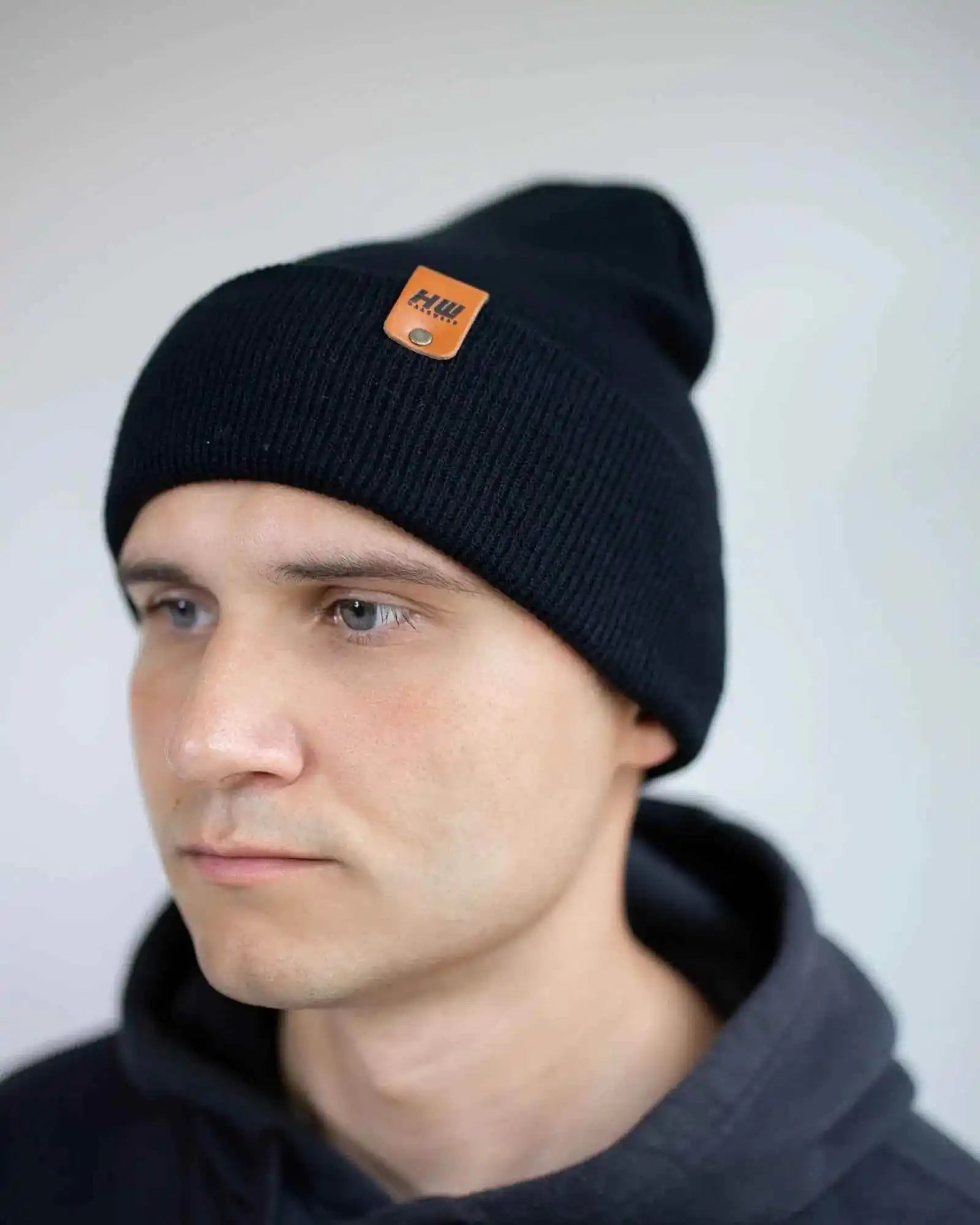 HAAKWEAR Midnight Black Beanie Hat - Classic Cuffed Knit - Made in USA - HAAKWEAR USA Beanie Classic Cuffed Beanie, Midnight Black Haakwear