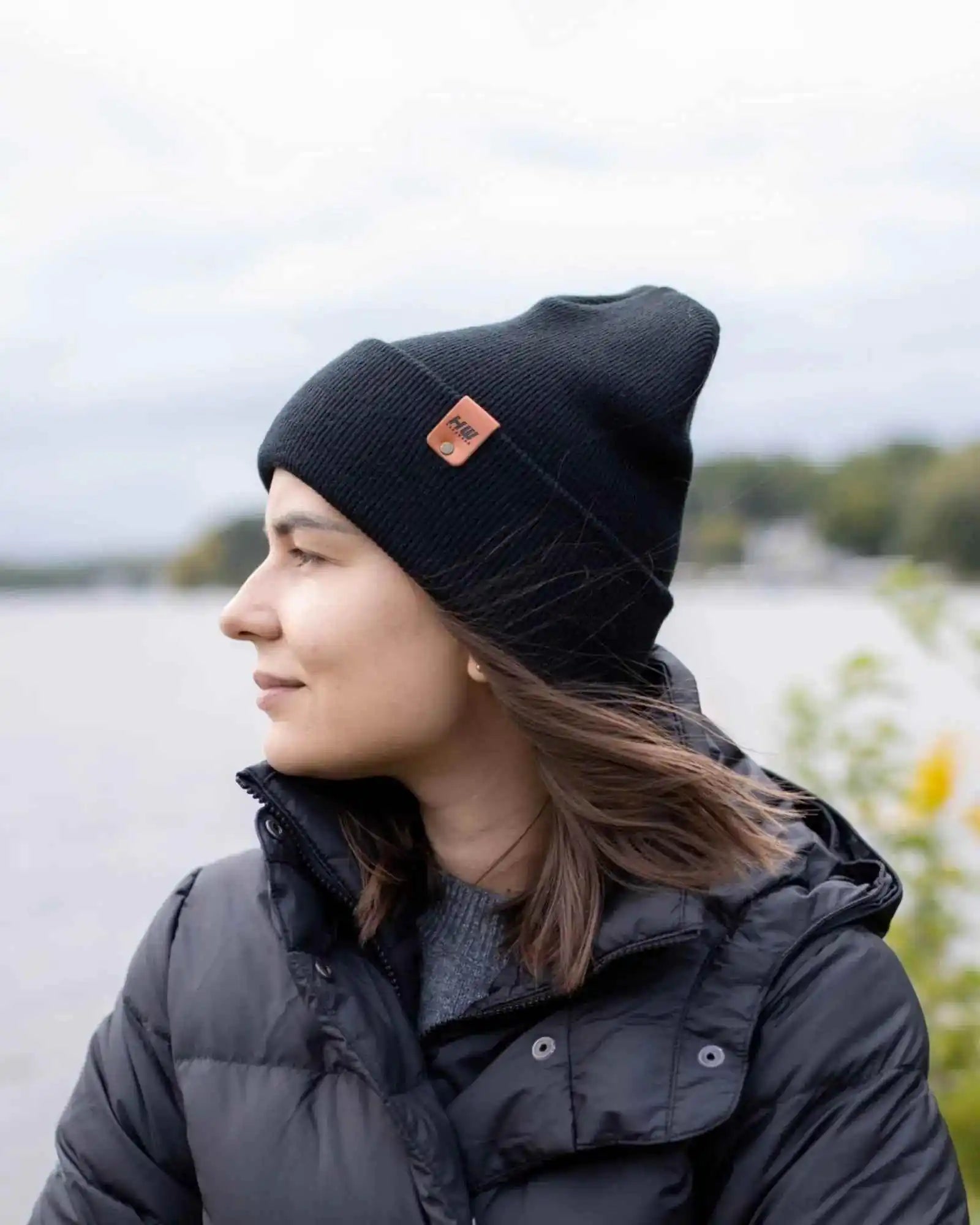 HAAKWEAR Midnight Black Beanie Hat - Classic Cuffed Knit - Made in USA - HAAKWEAR USA Beanie Classic Cuffed Beanie, Midnight Black Haakwear