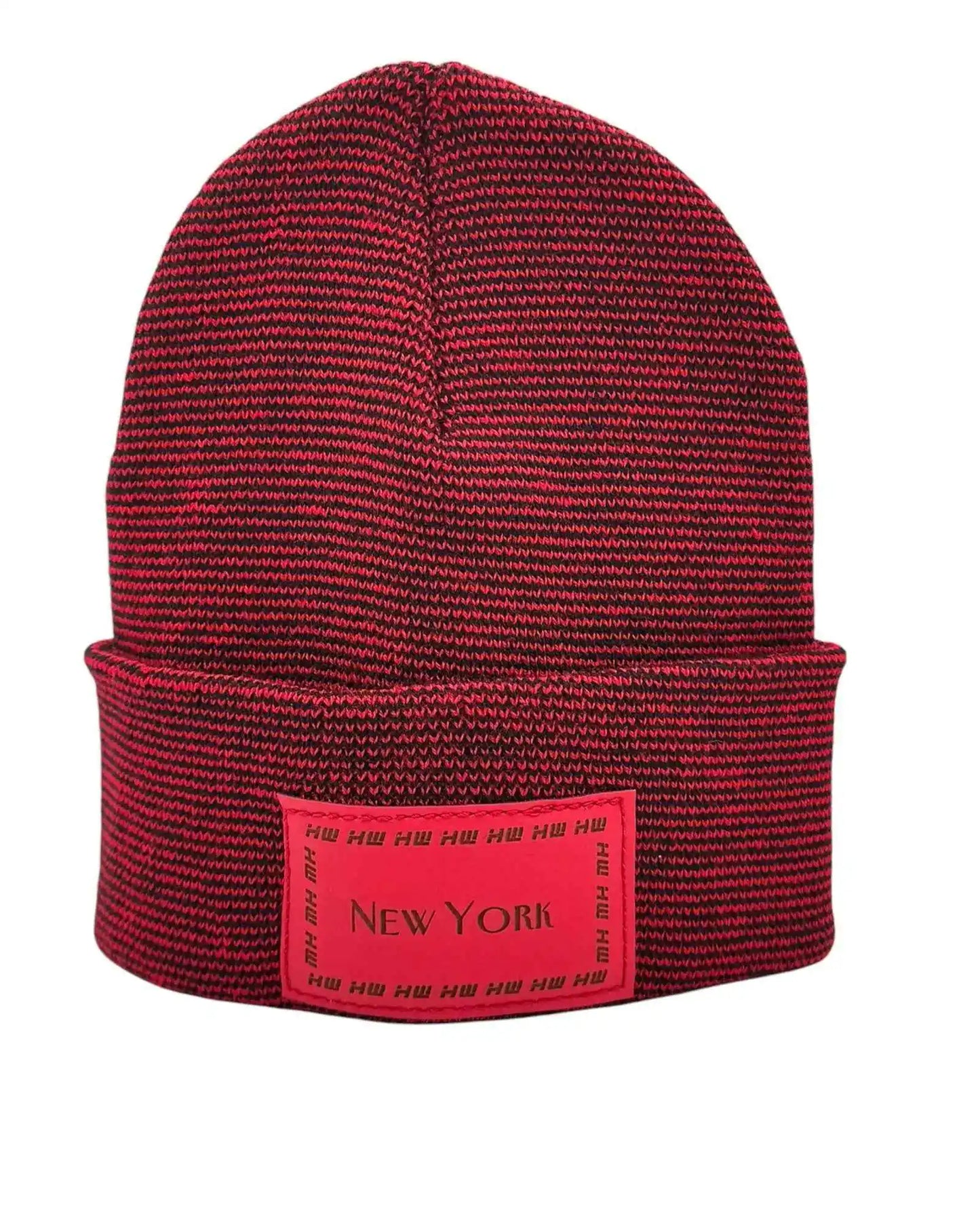 Haakwear New York Classic Fusion Cuffed Beanie / Hat, Made in USA (Limited Edition) - Black / Red Fusion - HAAKWEAR USA Beanie New York, Classic Cuffed Knit Beanie, Black and Red Fusion Haakwear