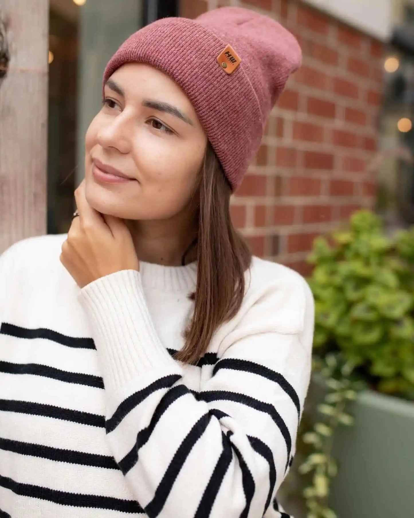 HAAKWEAR Knit Beanie - Cuffed Classic Hat in Rusty Burgundy, Made in USA - HAAKWEAR USA Beanie Classic Cuffed Beanie, Rusty Burgundy Haakwear