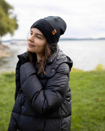 HAAKWEAR Midnight Black Beanie Hat - Classic Cuffed Knit - Made in USA - HAAKWEAR USA Beanie Classic Cuffed Beanie, Midnight Black Haakwear