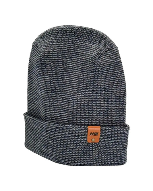 Haakwear H Stitch Fusion Cuffed Beanie / Hat (Patened Design) Gray / Denim, Made in USA - HAAKWEAR USA Beanie Patented H Stitch Fusion Cuffed Beanie, Gray and Denim Blue Haakwear