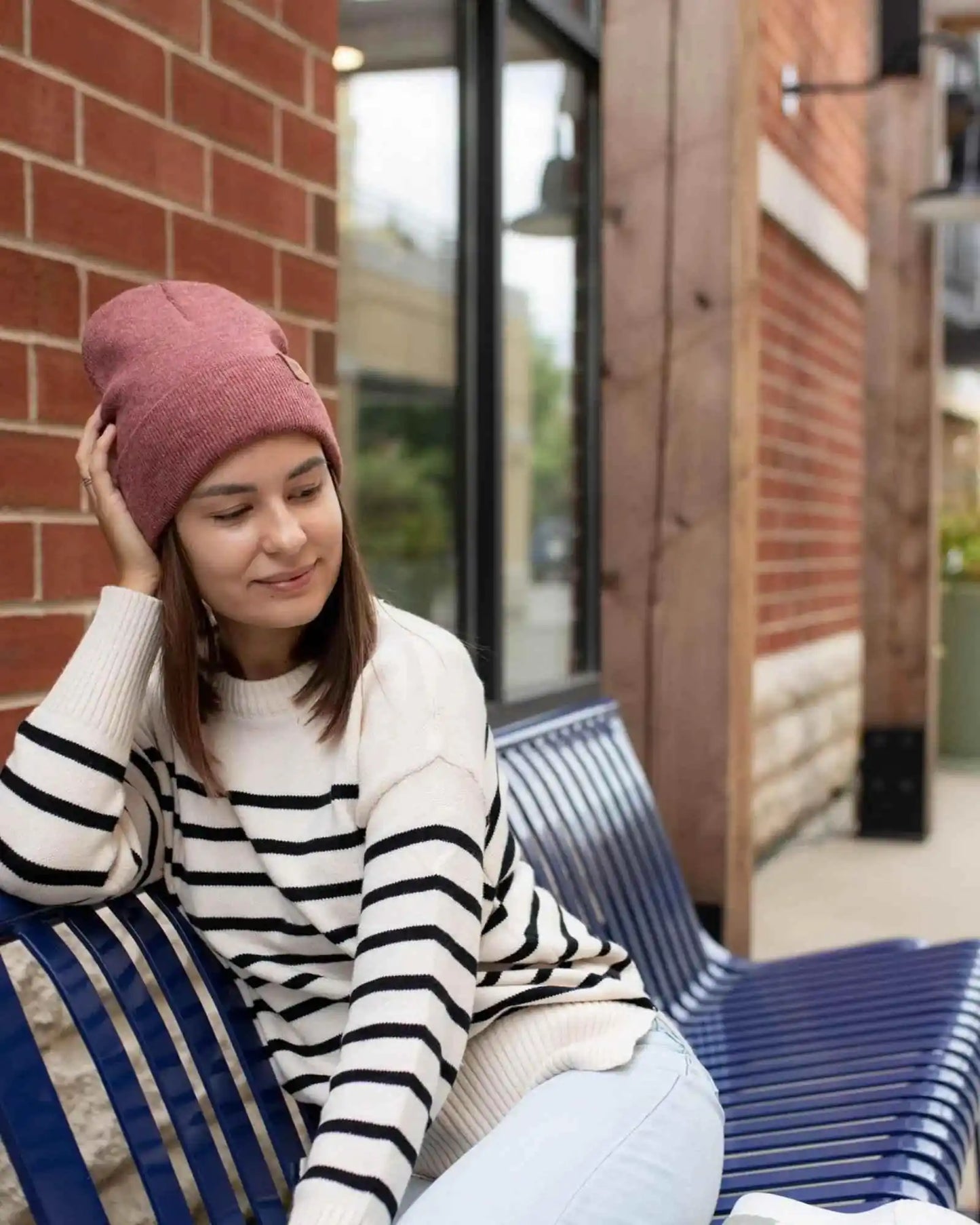 HAAKWEAR Knit Beanie - Cuffed Classic Hat in Rusty Burgundy, Made in USA - HAAKWEAR USA Beanie Classic Cuffed Beanie, Rusty Burgundy Haakwear