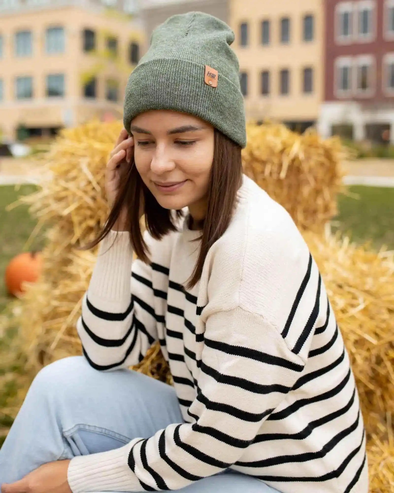 HAAKWEAR Knit Cuffed Classic Beanie / Hat - Forest Green, Made in USA - HAAKWEAR USA Beanie Classic Cuffed Beanie, Forest Green Haakwear