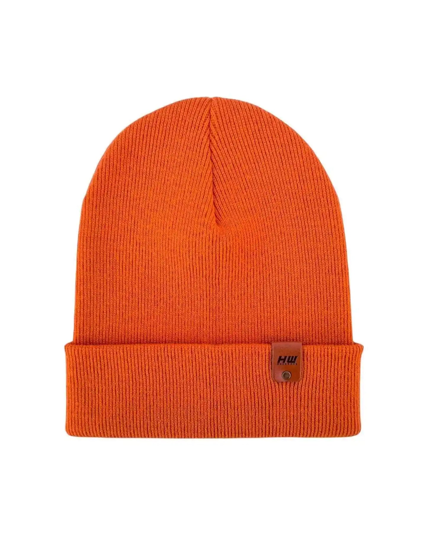 HAAKWEAR Knit Cuffed Classic Beanie / Hat - Tiger Orange, Made in USA - HAAKWEAR USA Beanie Classic Cuffed Beanie, Tiger Orange Haakwear