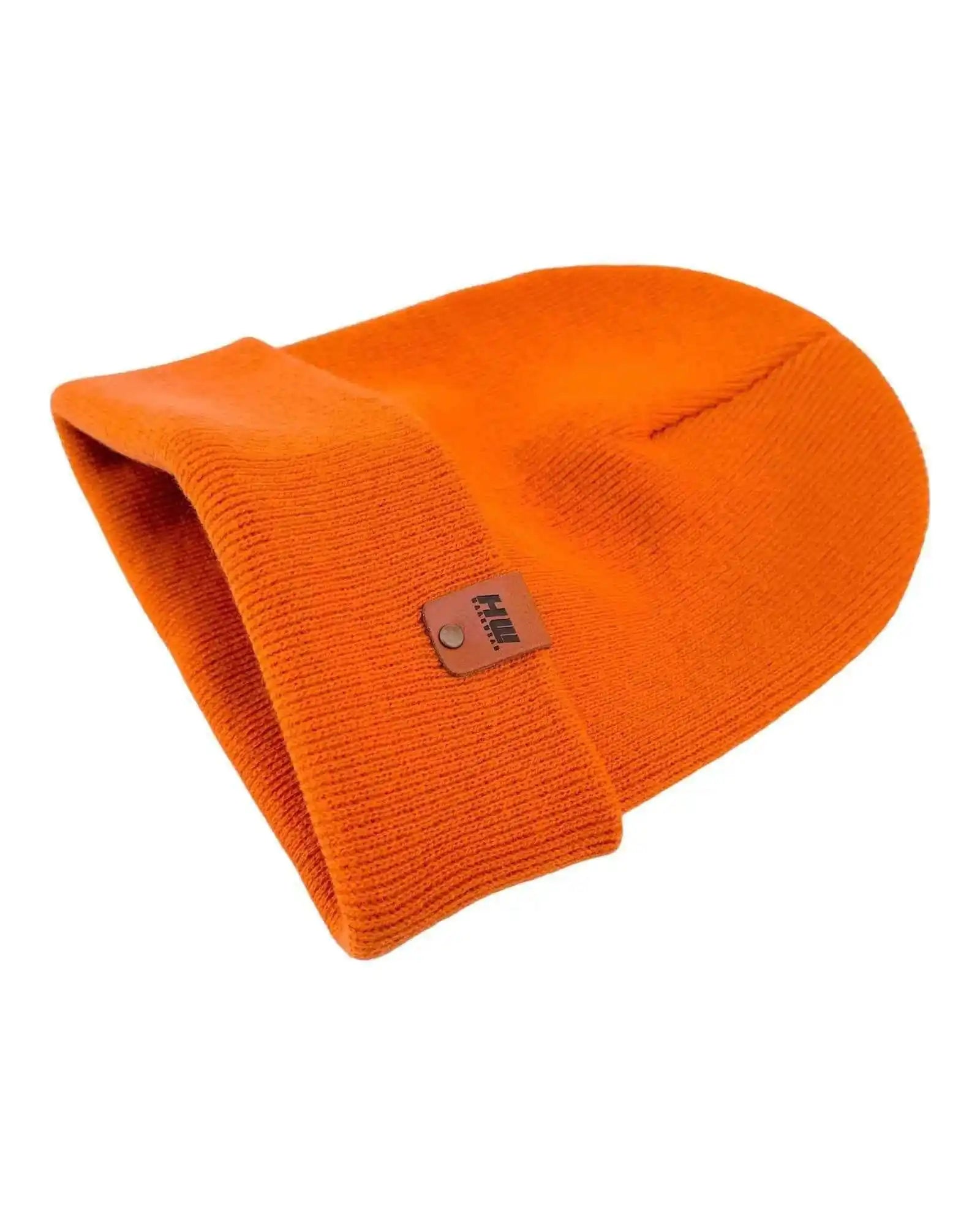 HAAKWEAR Knit Cuffed Classic Beanie / Hat - Tiger Orange, Made in USA - HAAKWEAR USA Beanie Classic Cuffed Beanie, Tiger Orange Haakwear