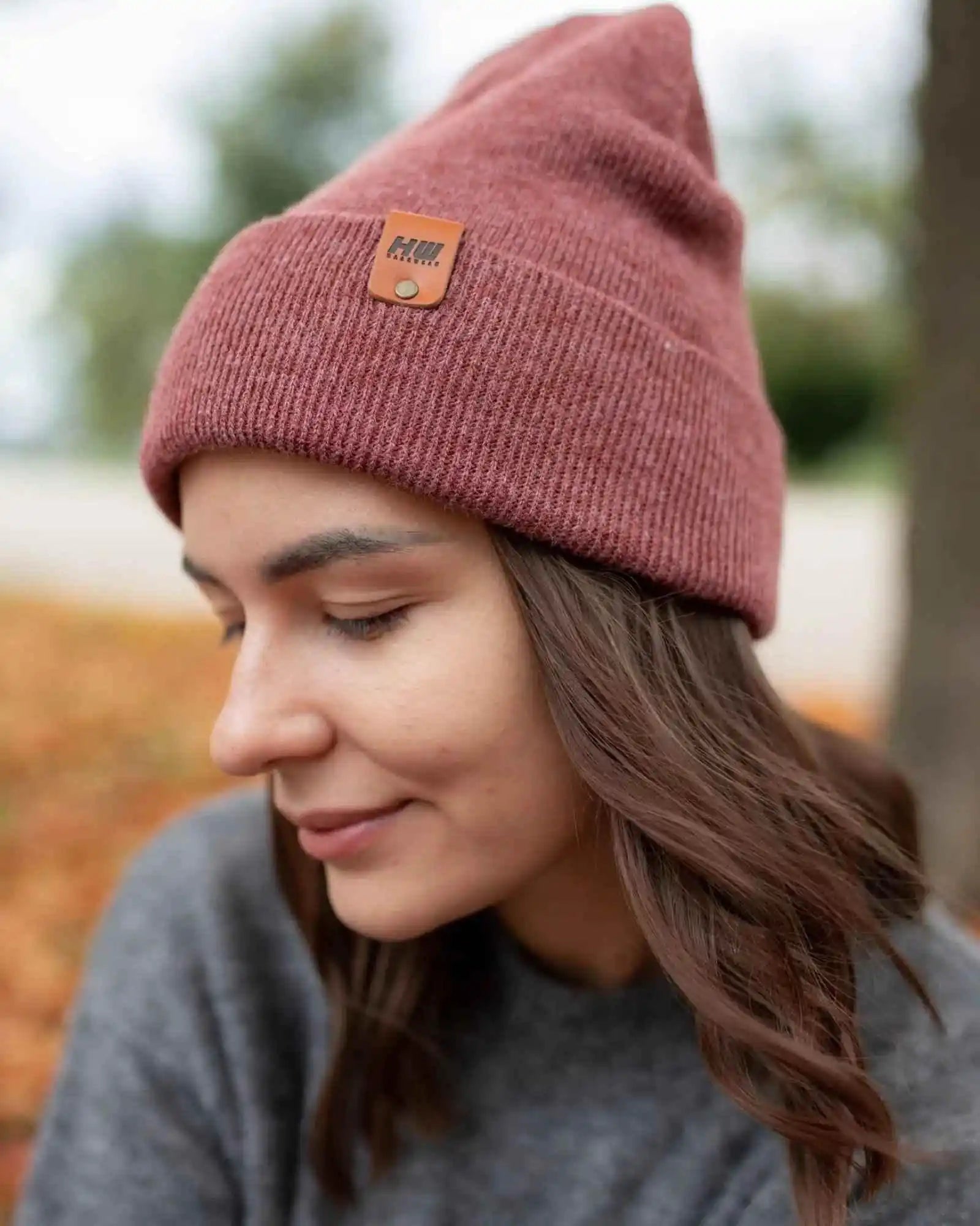 HAAKWEAR Knit Beanie - Cuffed Classic Hat in Rusty Burgundy, Made in USA - HAAKWEAR USA Beanie Classic Cuffed Beanie, Rusty Burgundy Haakwear