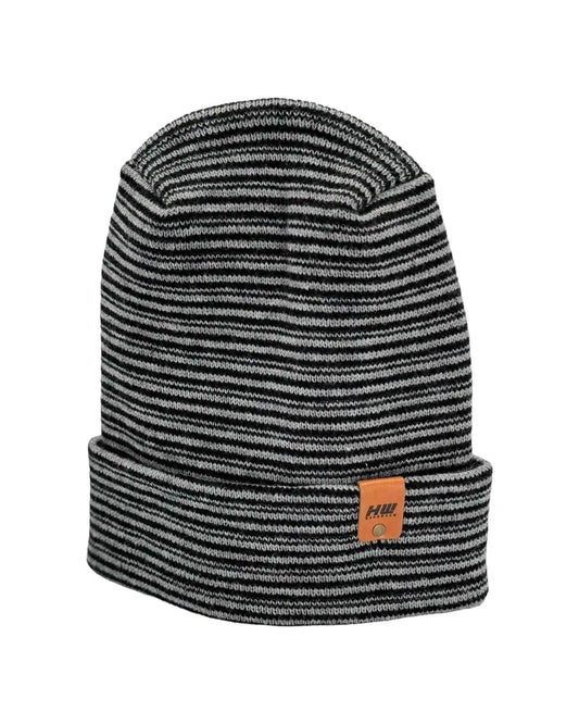 H-Stitch™ Contrast Cuffed Beanie – Black/Gray | Made in USA | Trending Ski & Snowboard Beanie - HAAKWEAR USA Beanie Patented H Stitch Contrast Cuffed Beanie, Black and Gray Haakwear