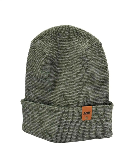 Haakwear H Stitch Fusion Cuffed Beanie / Hat (Patened Design) Gray / Green, Made in USA - HAAKWEAR USA Beanie Patented H Stitch Fusion Cuffed Beanie, Gray and Green Haakwear