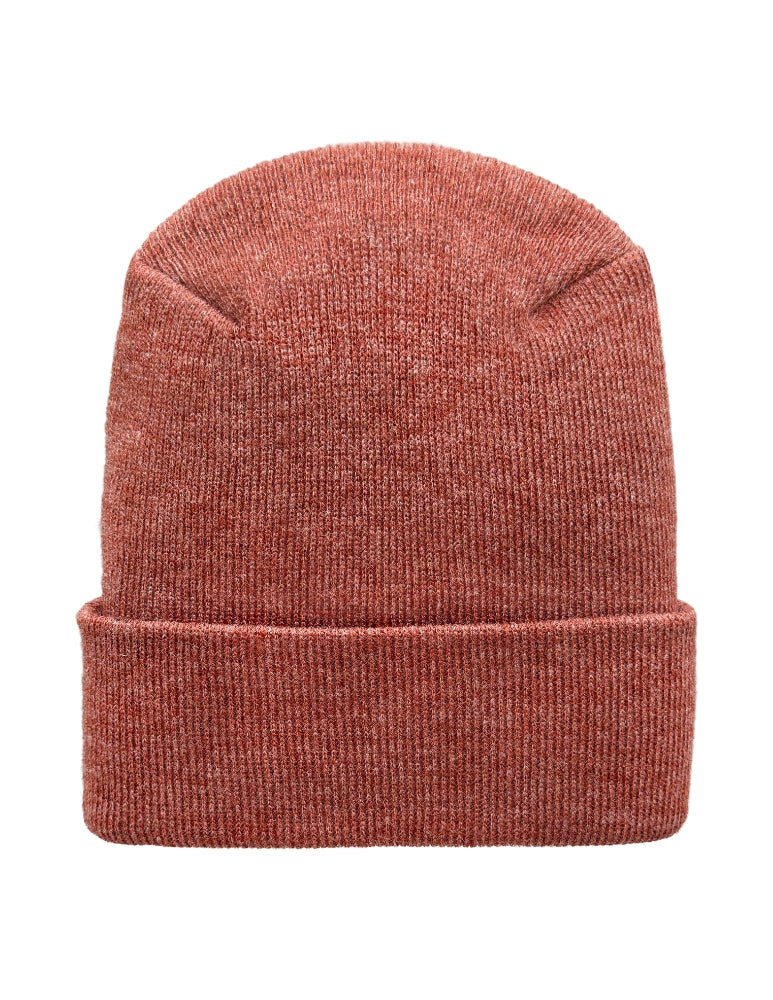 Red burgundy knit beanie on a white background
